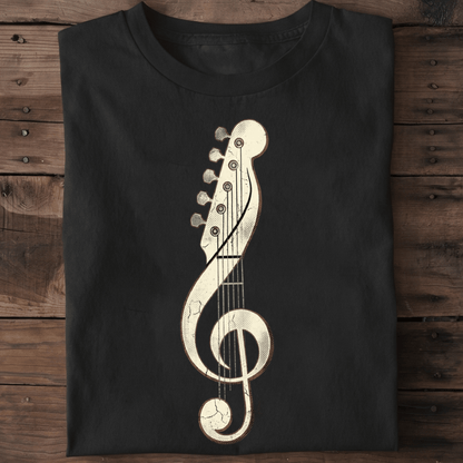 Vintage Guitar Headstock Treble Clef T-Shirt — Musician Graphic Tee - The Music Frontiers