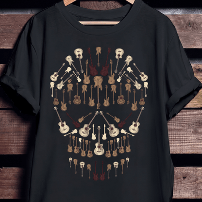 Vintage Guitar Skull Mosaic Rock N Roll T-Shirt - The Music Frontiers