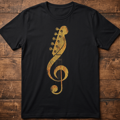 Vintage Guitar Treble Clef T-Shirt - Retro Musician Aesthetic Graphic Tee - The Music Frontiers
