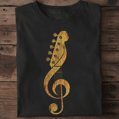 Vintage Guitar Treble Clef T-Shirt - Retro Musician Aesthetic Graphic Tee - The Music Frontiers