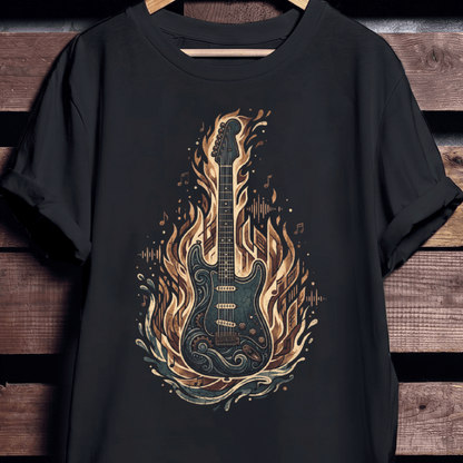 Vintage Guitarist Fire & Water T-shirt - Retro Music Lover Gift Tee - The Music Frontiers