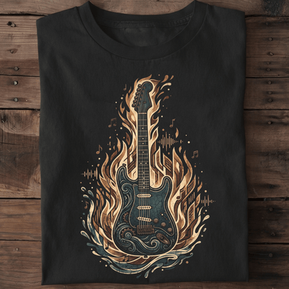 Vintage Guitarist Fire & Water T-shirt - Retro Music Lover Gift Tee - The Music Frontiers