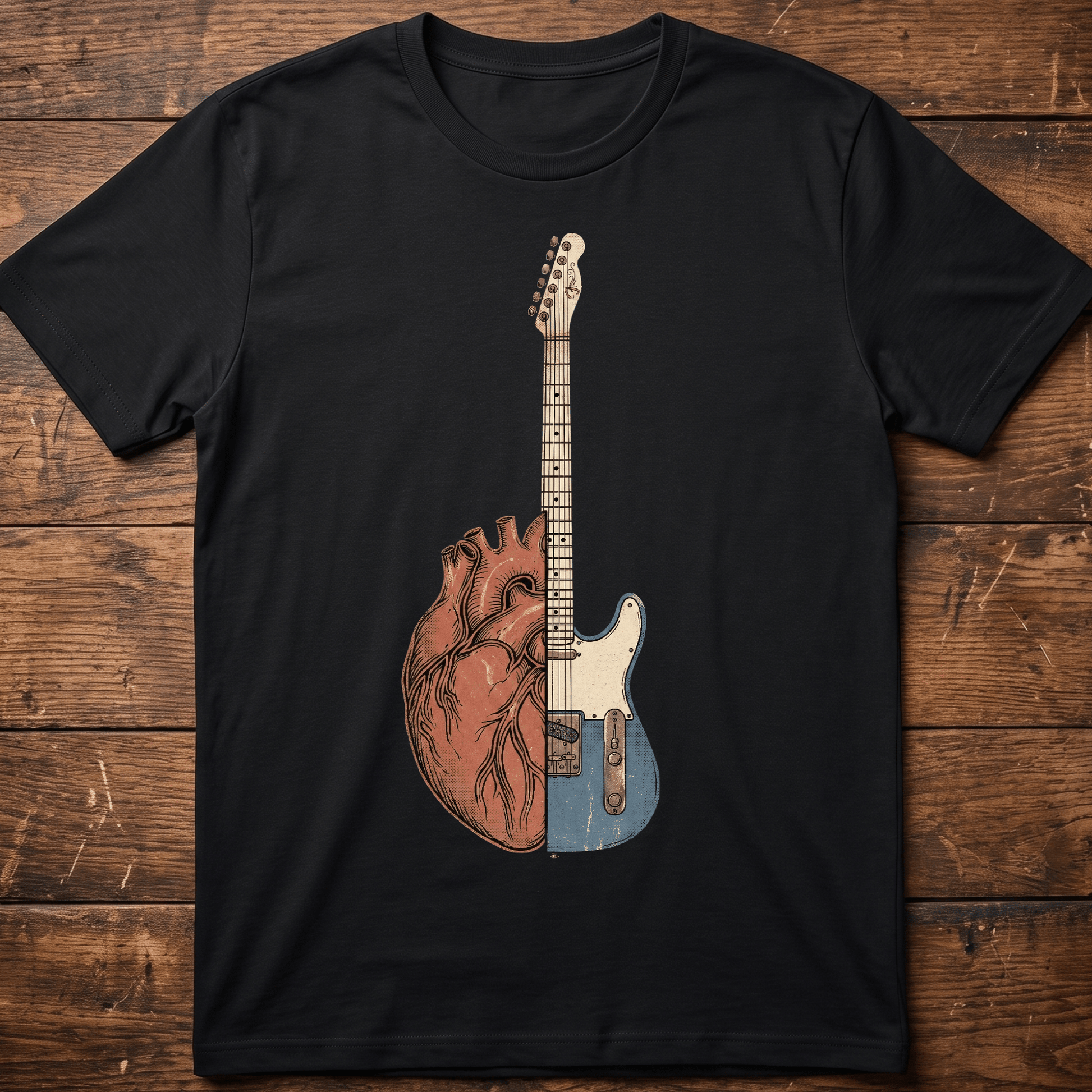 Vintage Guitarist Heart Beat Tee - The Music Frontiers