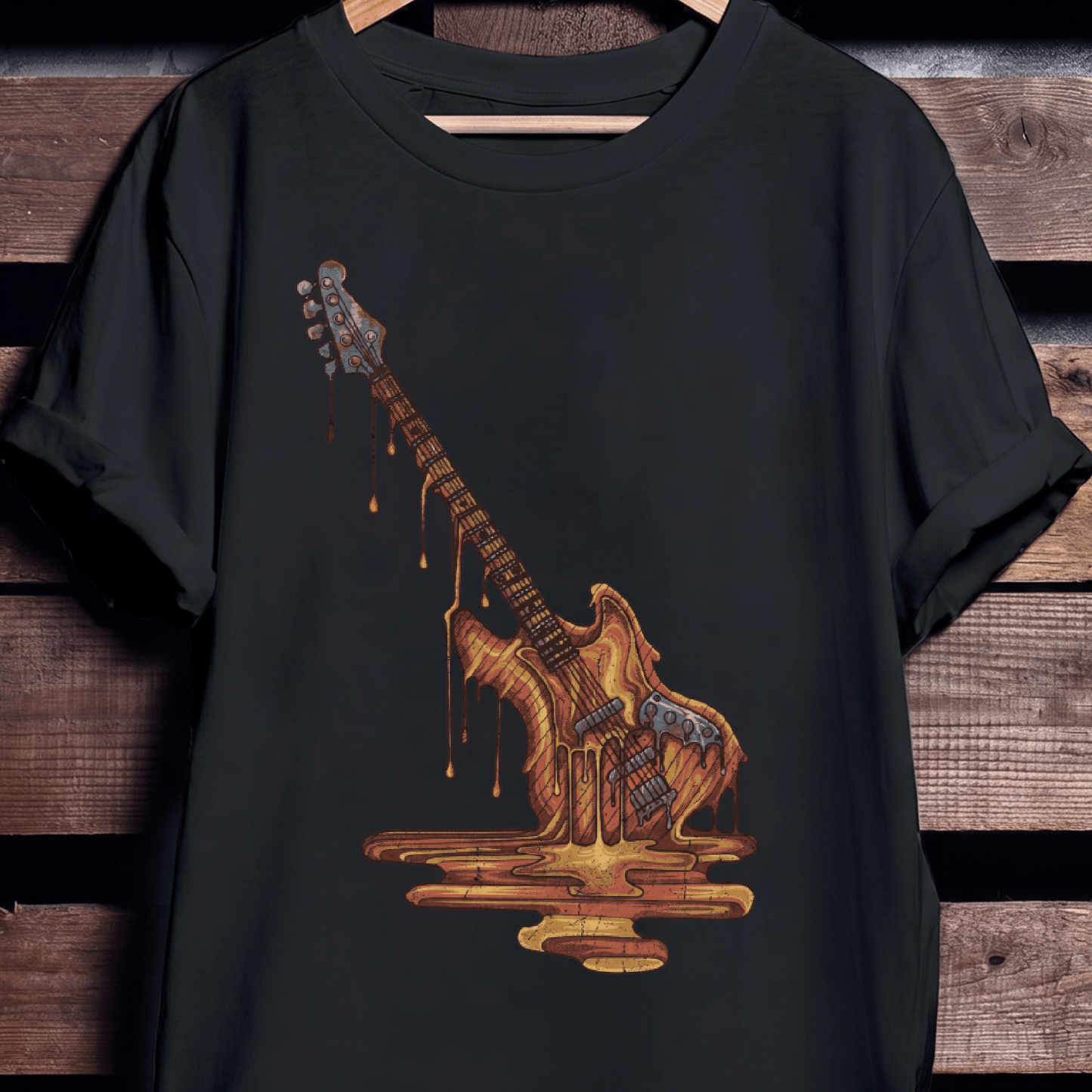 Vintage Melting Guitar Surreal Art T-shirt - The Music Frontiers