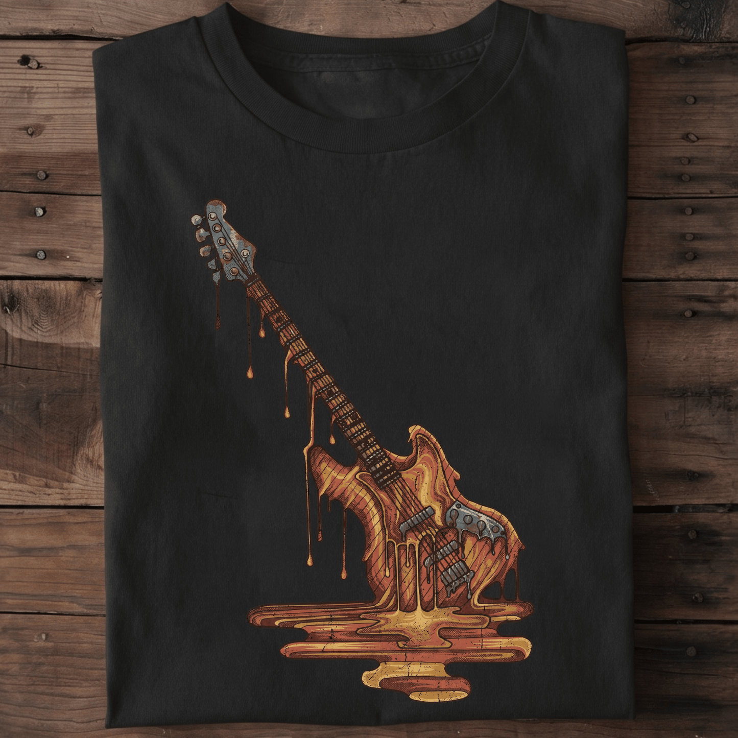 Vintage Melting Guitar Surreal Art T-shirt - The Music Frontiers