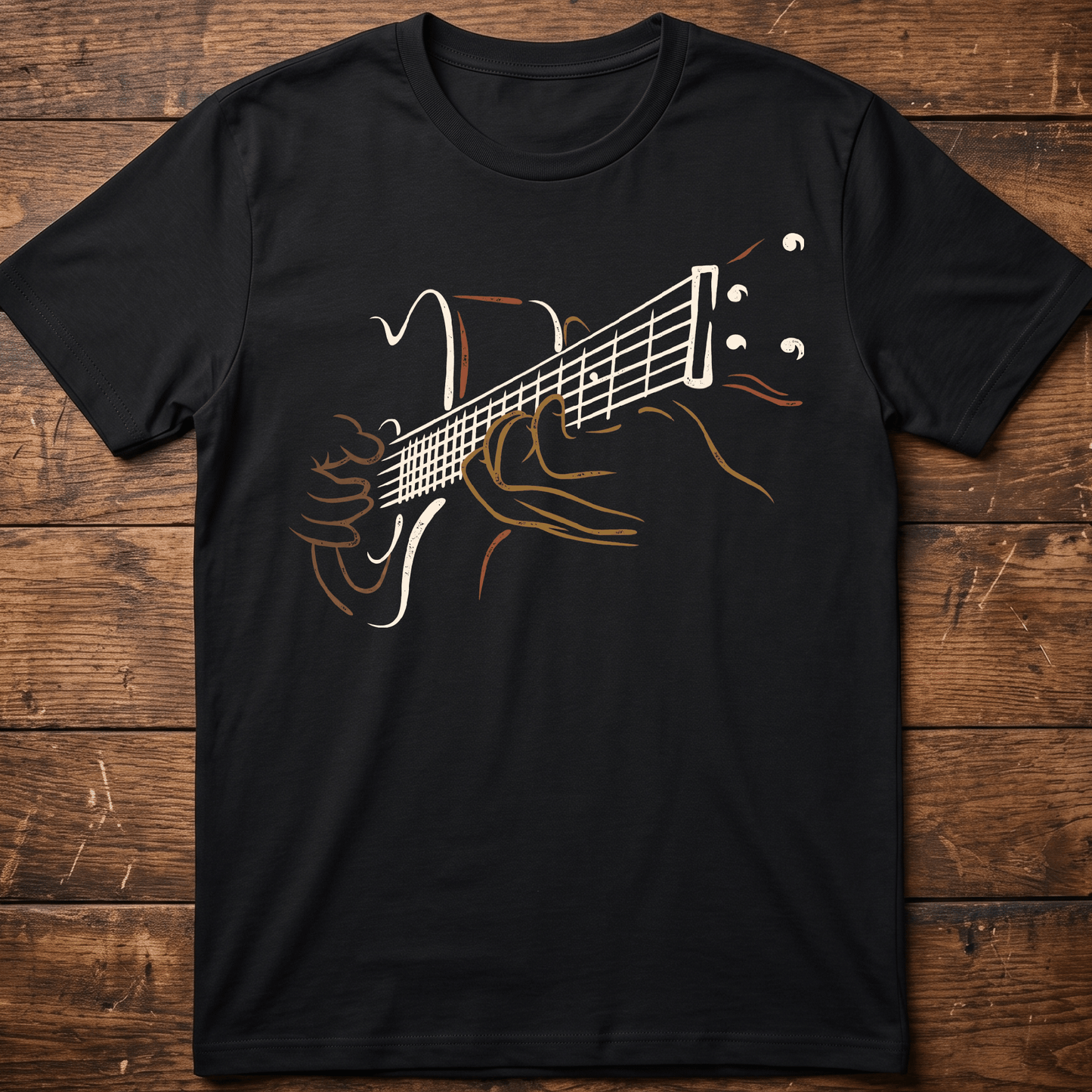 Vintage Minimalist Acoustic Guitar Player Line Art T-Shirt - The Music Frontiers