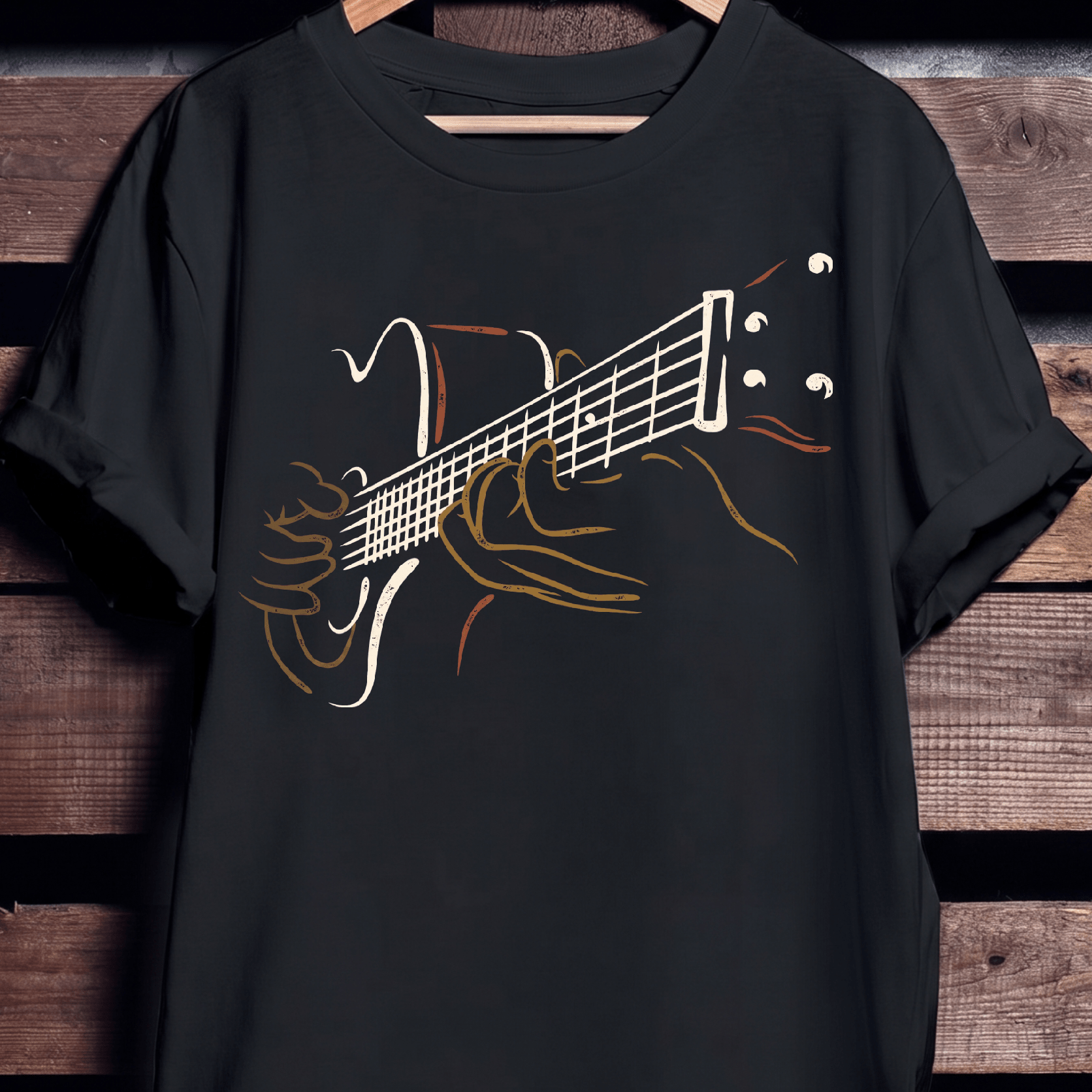 Vintage Minimalist Acoustic Guitar Player Line Art T-Shirt - The Music Frontiers