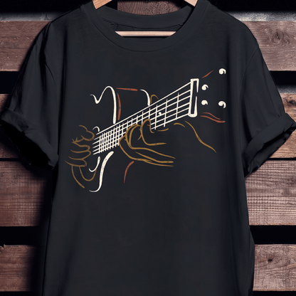 Vintage Minimalist Acoustic Guitar Player Line Art T-Shirt - The Music Frontiers