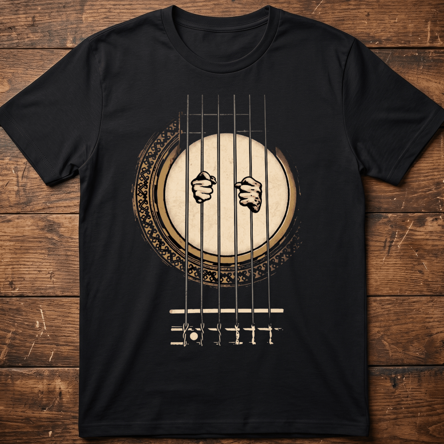 Vintage Music Prisoner Acoustic Guitar Strings T-Shirt - The Music Frontiers