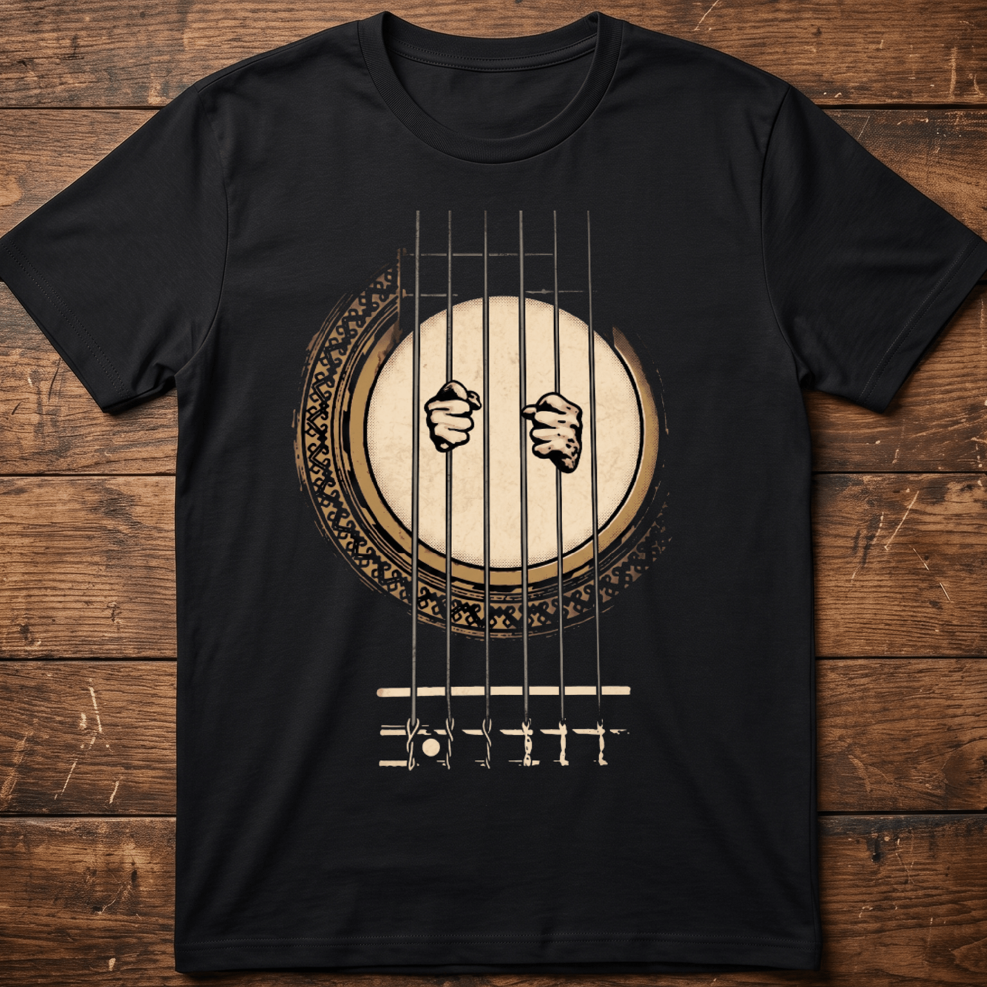 Vintage Music Prisoner Acoustic Guitar Strings T-Shirt - The Music Frontiers