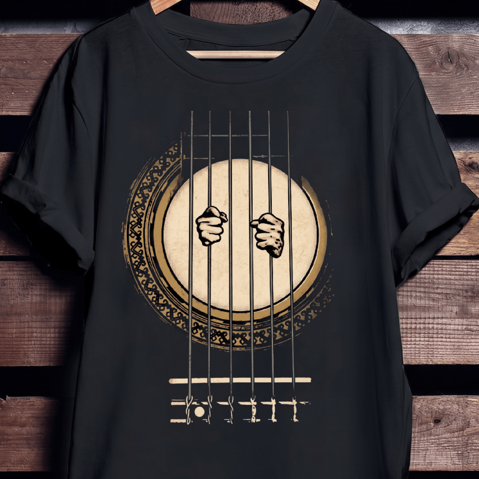 Vintage Music Prisoner Acoustic Guitar Strings T-Shirt - The Music Frontiers