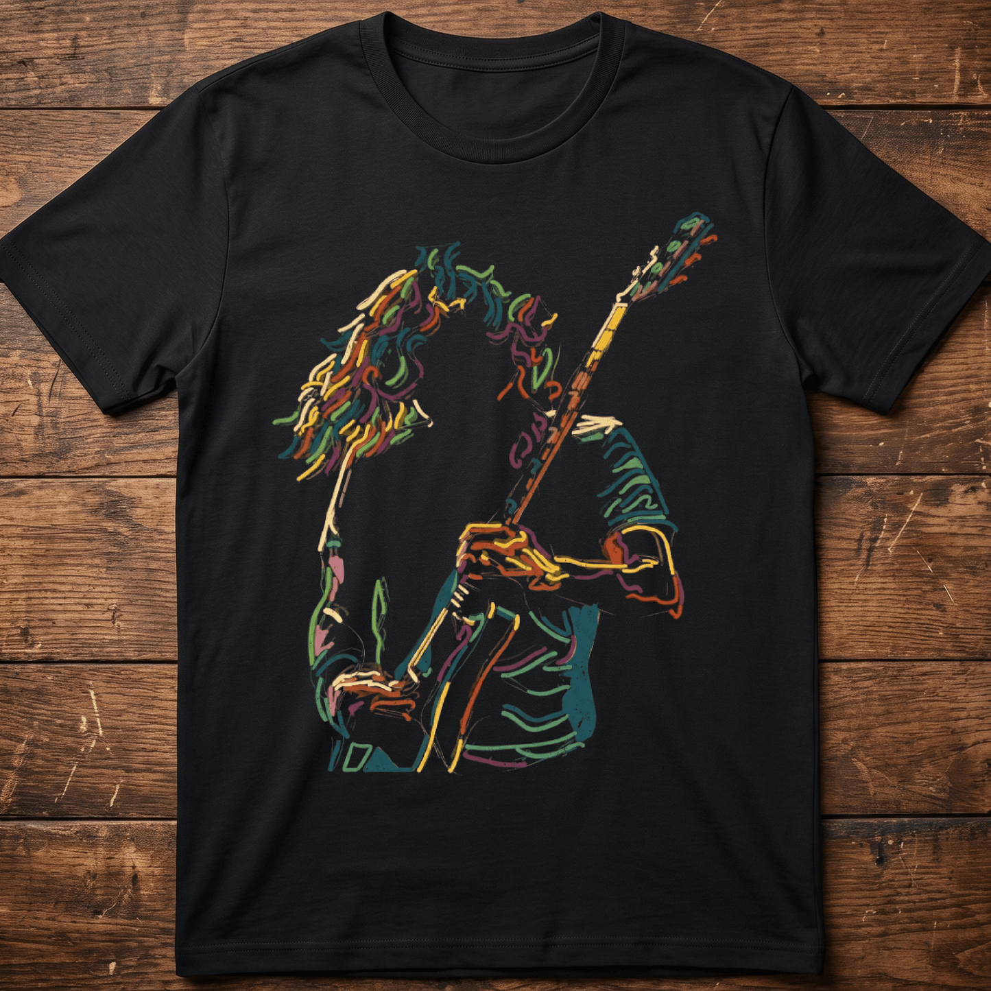 Abstract Neon Guitarist Graphic Tee - The Music Frontiers