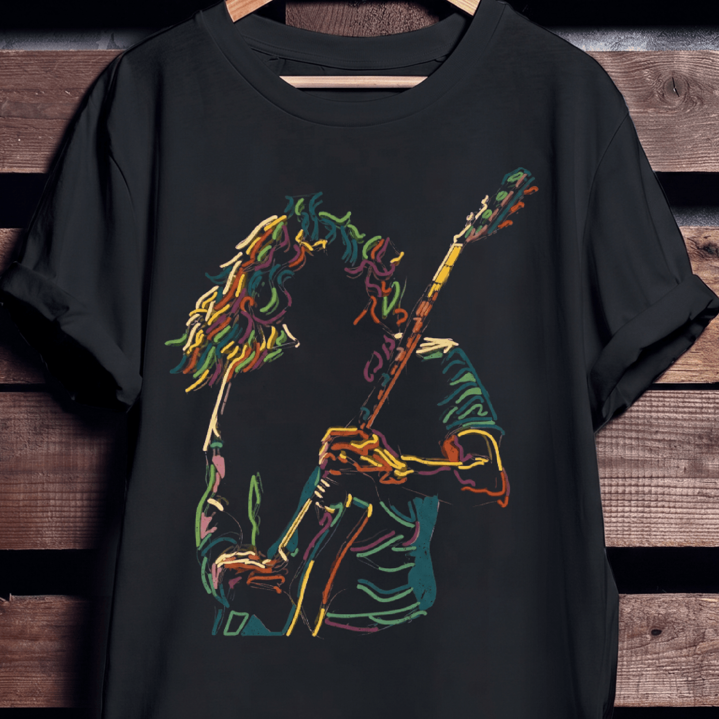 Abstract Neon Guitarist Graphic Tee - The Music Frontiers