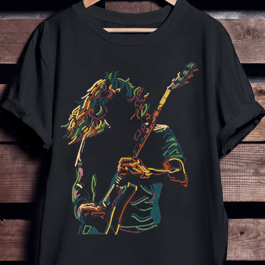 Abstract Neon Guitarist Graphic Tee - The Music Frontiers