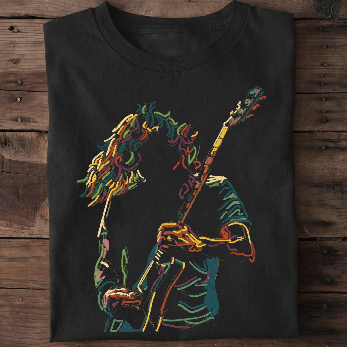 Abstract Neon Guitarist Graphic Tee - The Music Frontiers