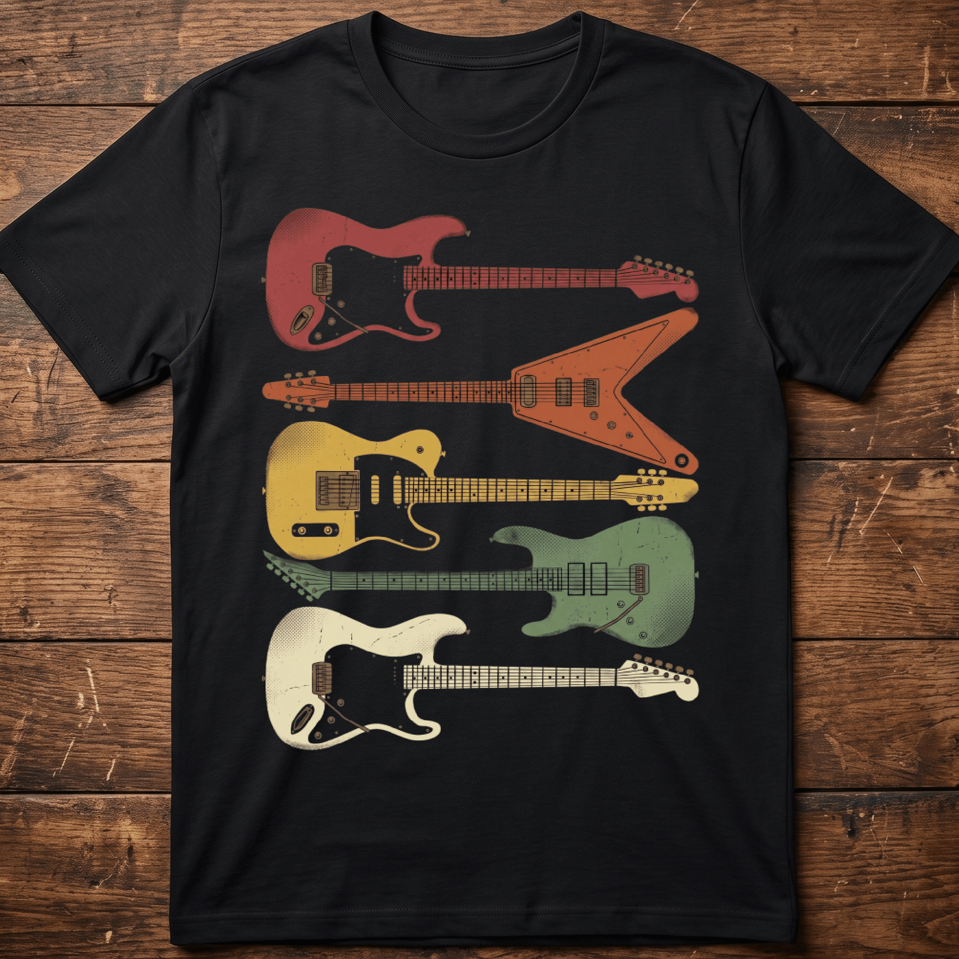 Retro Electric Guitars Collection Tee - The Music Frontiers