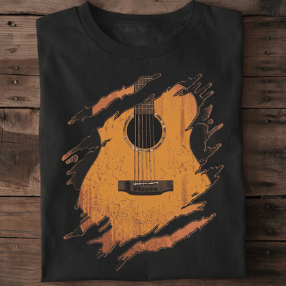 Vintage Ripped Claw Marks Acoustic Guitar T-Shirt - The Music Frontiers