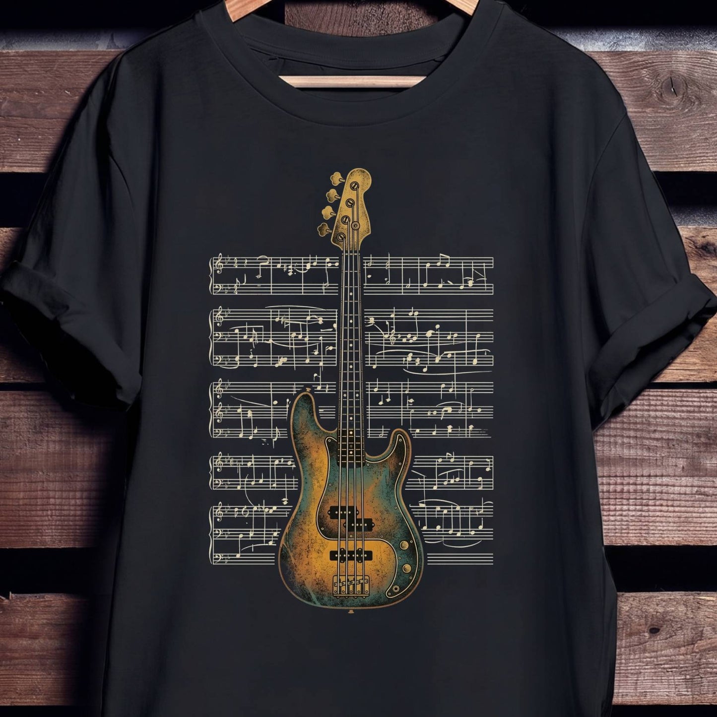Vintage Sheet Music Bass Art - Unisex Standard T-Shirt