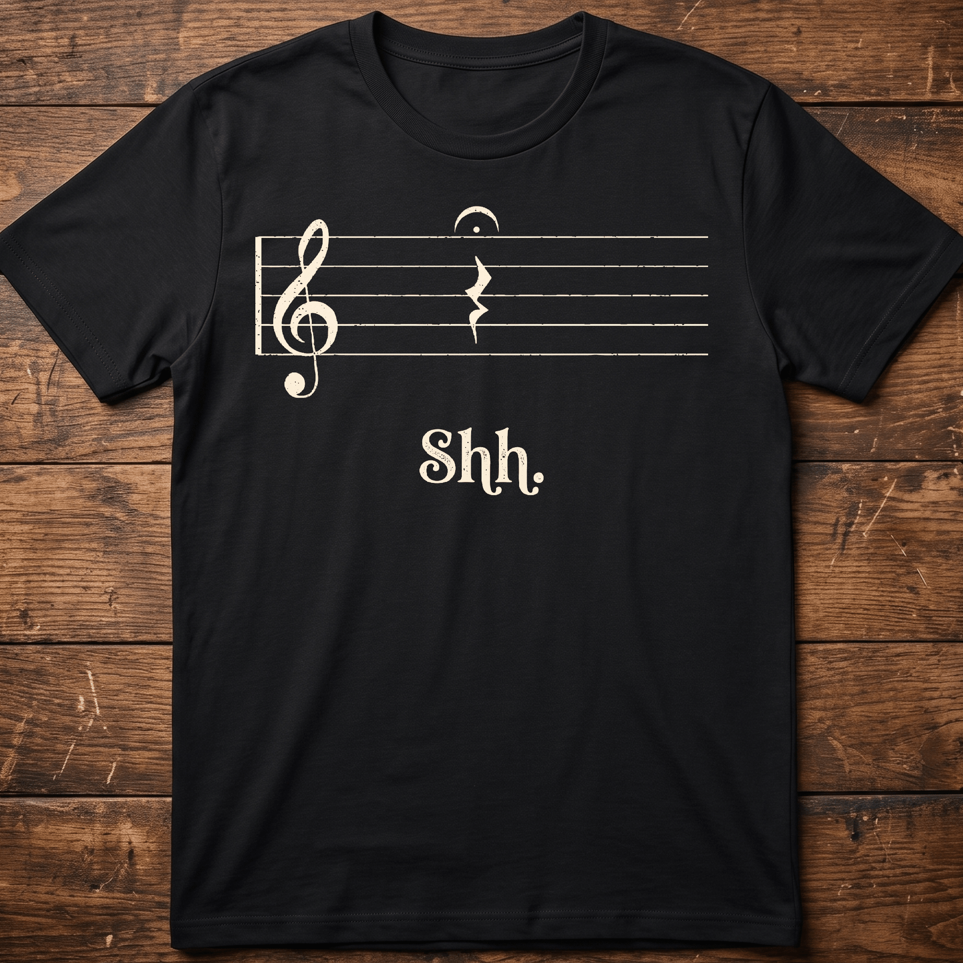 Vintage Shh Musical Quarter Rest and Fermata T-Shirt - The Music Frontiers