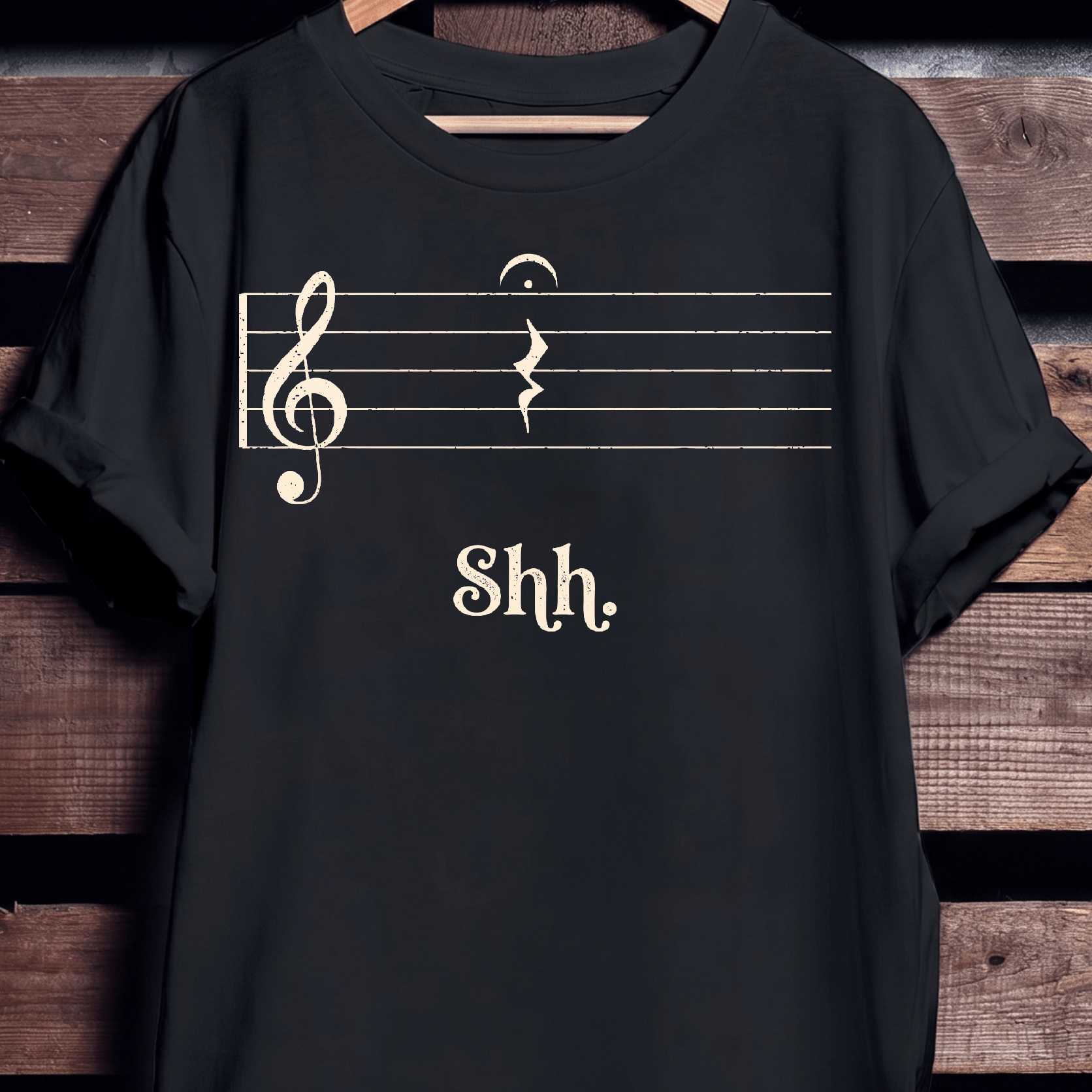 Vintage Shh Musical Quarter Rest and Fermata T-Shirt - The Music Frontiers