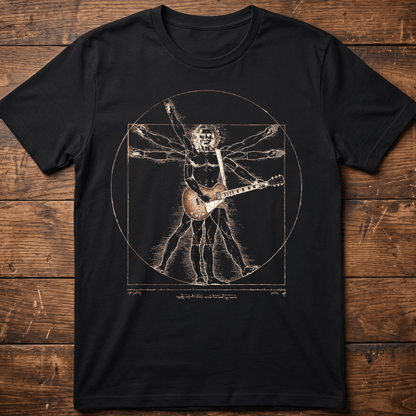 Vintage Vitruvian Man Guitarist Renaissance Rock T-Shirt - The Music Frontiers