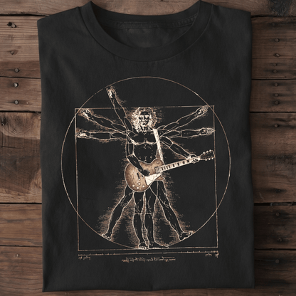 Vintage Vitruvian Man Guitarist Renaissance Rock T-Shirt - The Music Frontiers