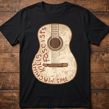 Vintage Woody Guthrie This Machine Kills Fascists Guitar T-Shirt - The Music Frontiers