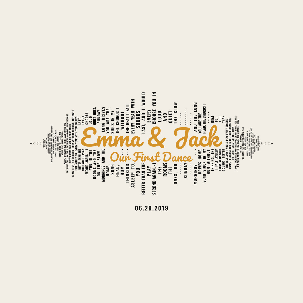 Sound Wave with Your Names design artwork on its own, personalized with your details
