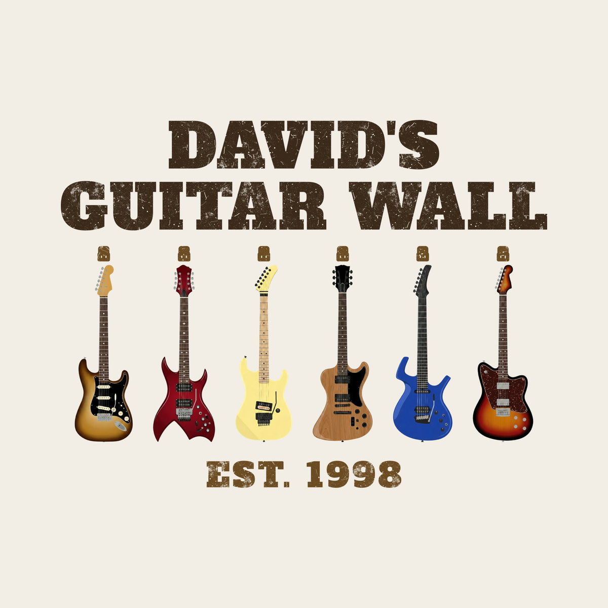 Guitar Wall with Name and Guitars design artwork on its own, personalized with your details