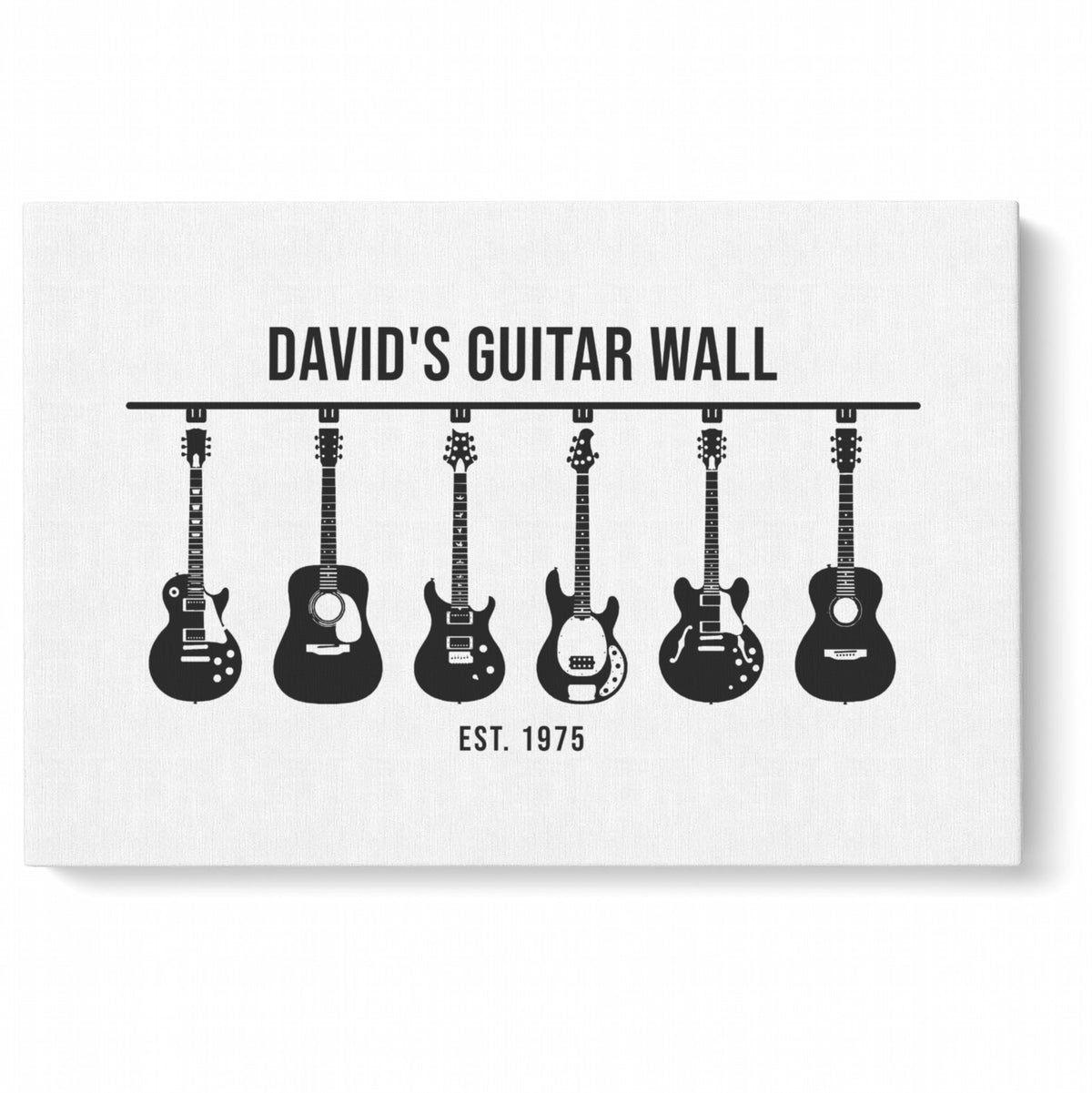 Personalized Guitar Wall Shirt with Custom Name and Guitars - matching landscape canvas 12x8