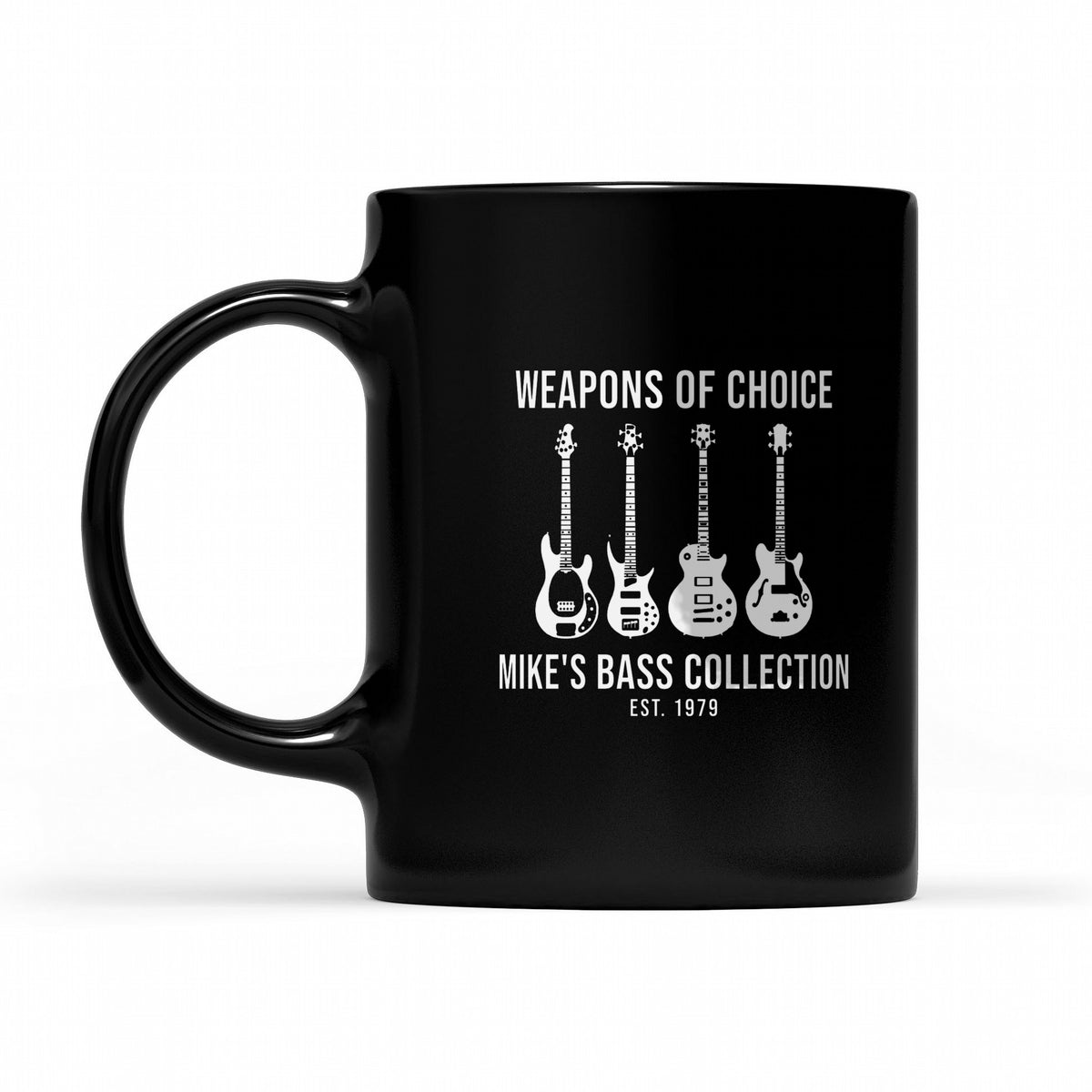 Weapons of Choice Personalized Bass Guitar Collection Shirt - Matching black mug