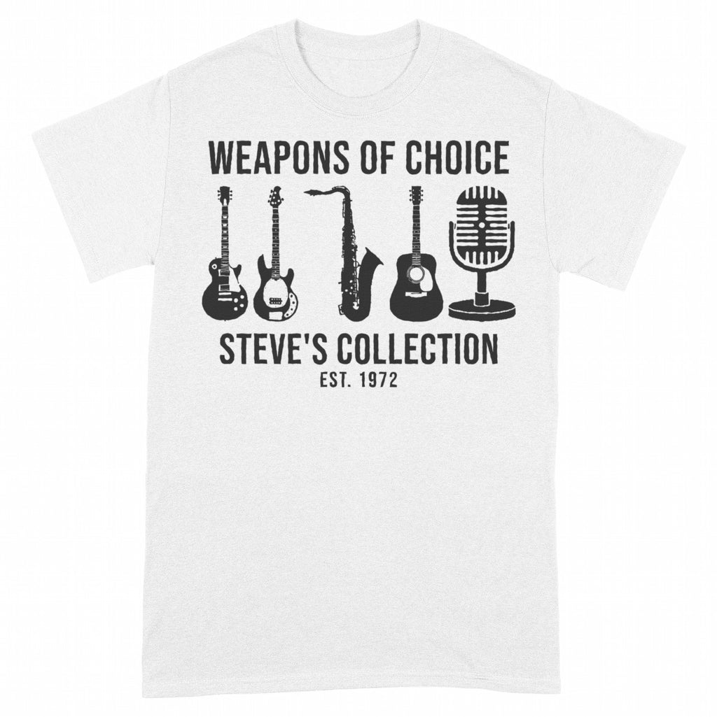 Weapons of Choice Personalized Mixed Instrument Collection Shirt - White Unisex Standard T-Shirt, front