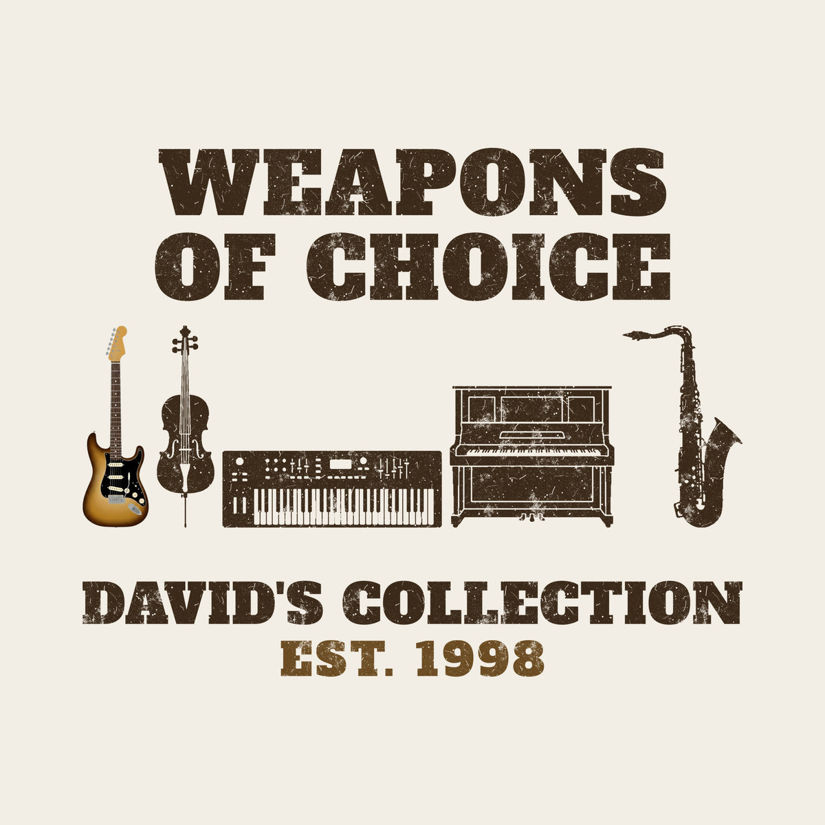 Weapons of Choice Mixed Instrument Collection design artwork on its own, personalized with your details