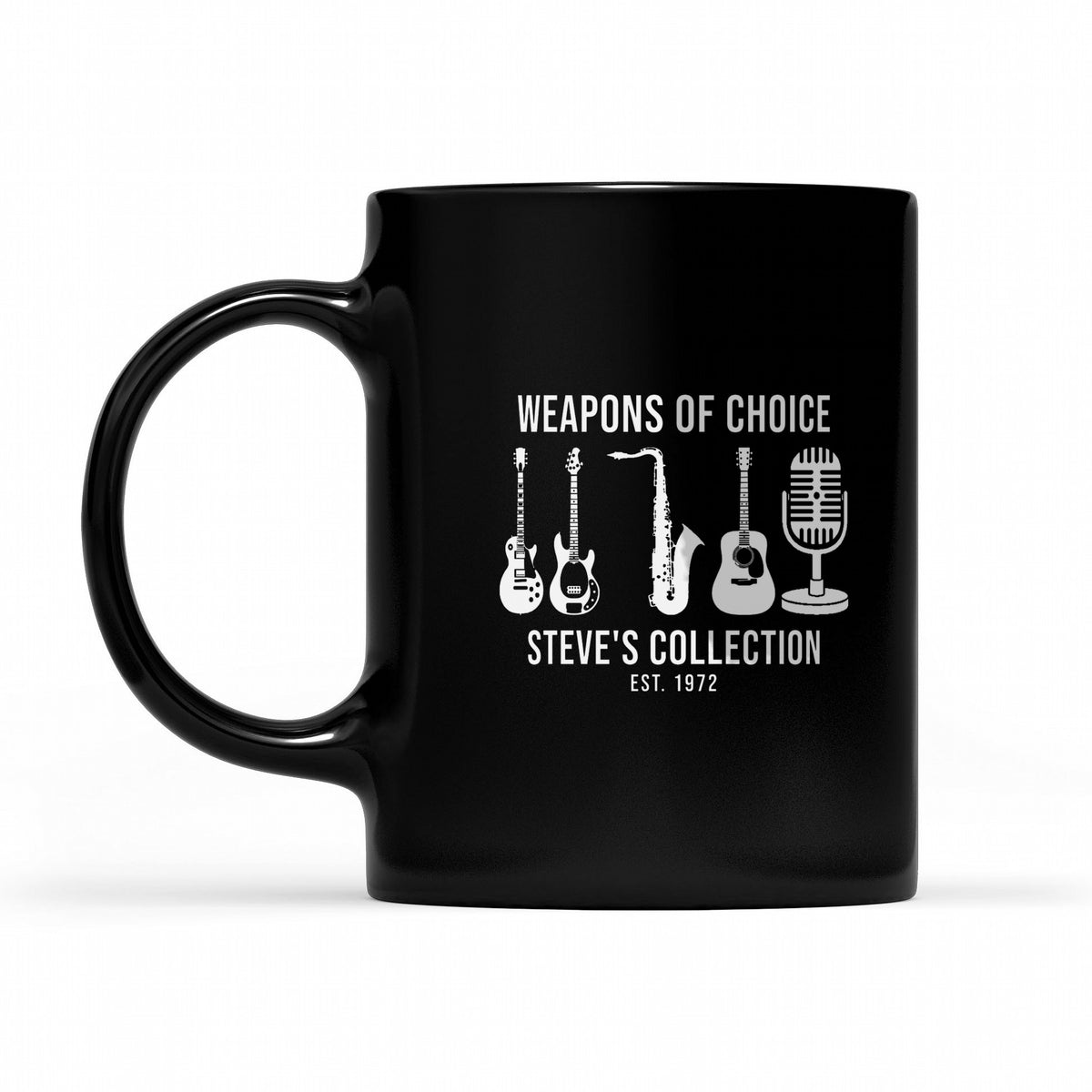 Weapons of Choice Personalized Mixed Instrument Collection Shirt - Matching black mug