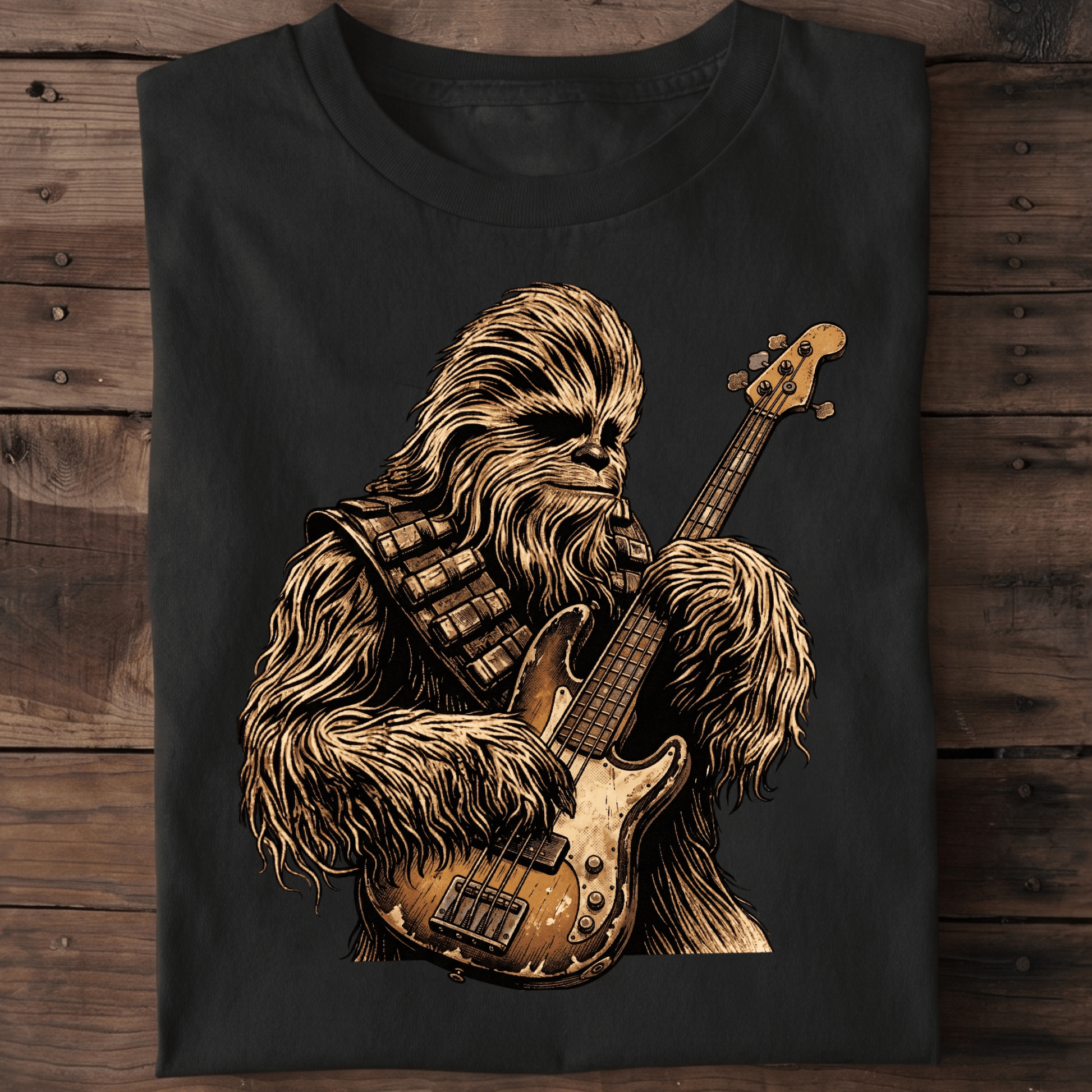 Wookiee Playing Bass Guitar Tee - The Music Frontiers