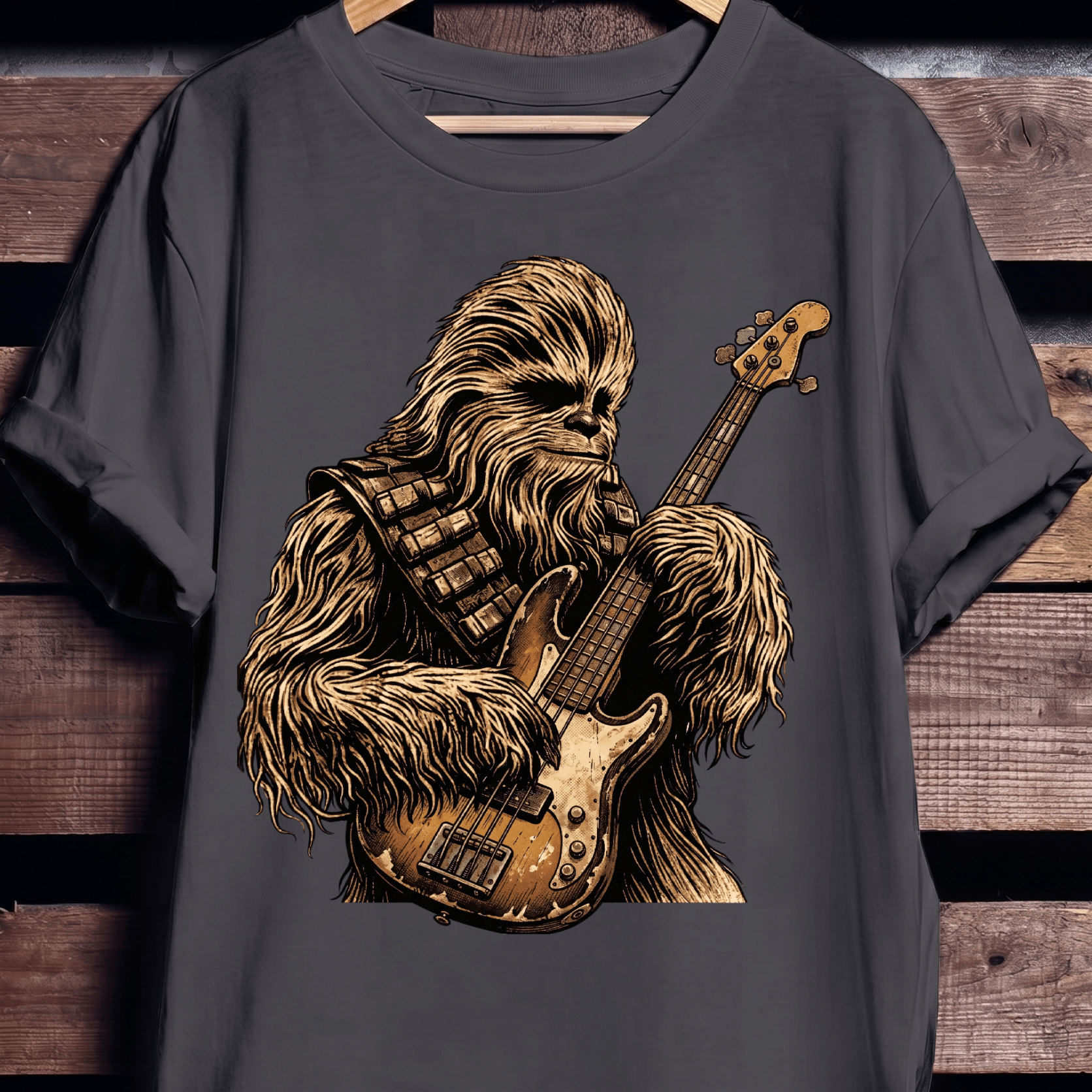 Wookiee Playing Bass Guitar Tee - The Music Frontiers