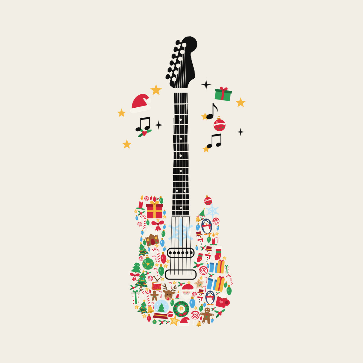 Christmas Icons Guitar design artwork on its own, personalized with your details
