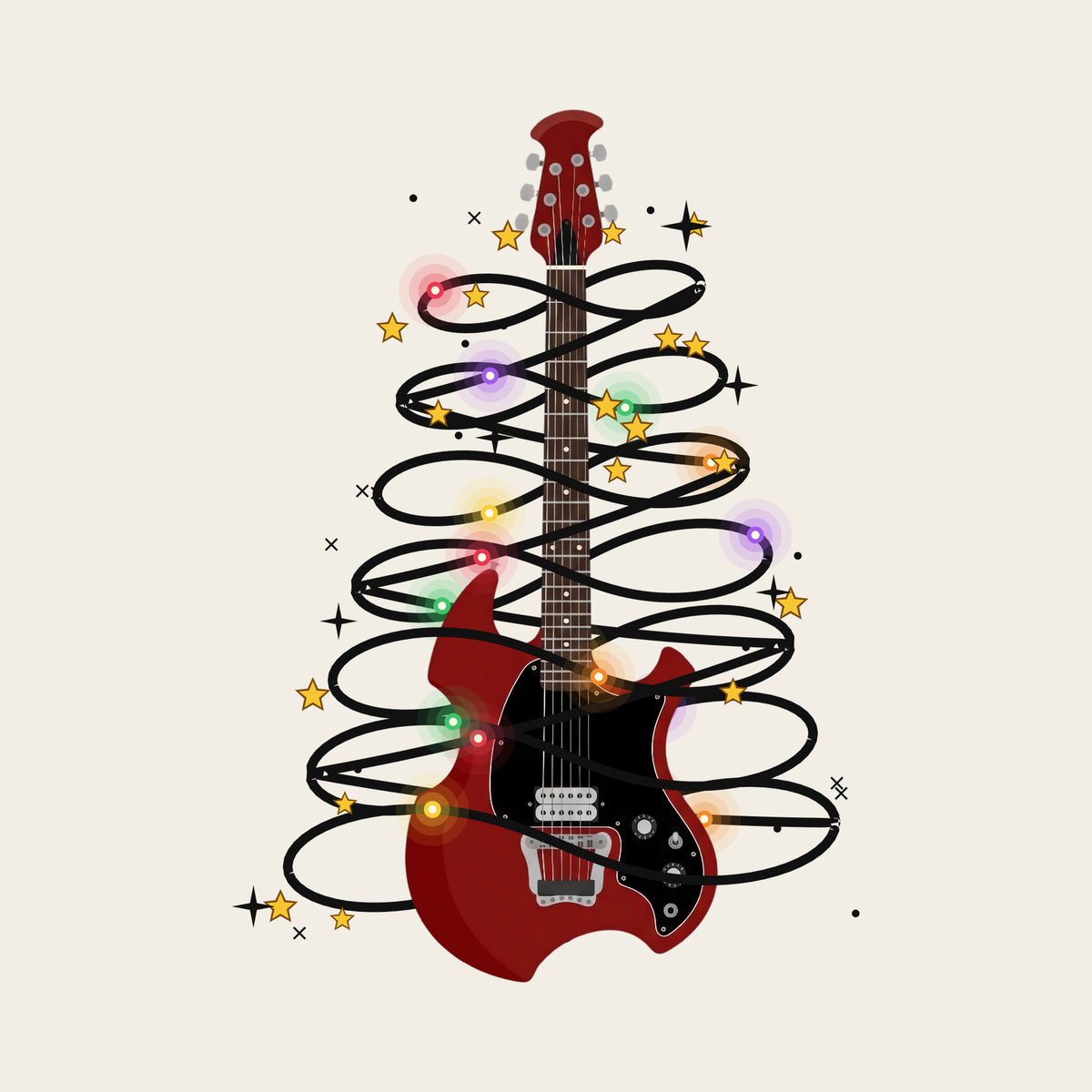 Christmas Lights Guitar design artwork on its own, personalized with your details