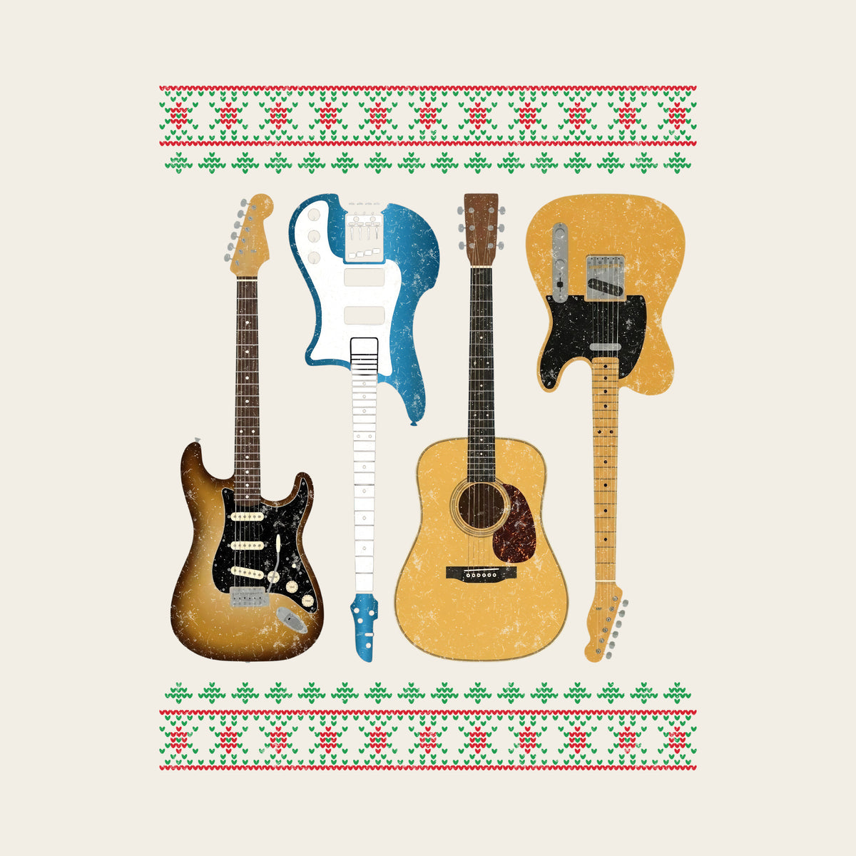 Ugly Christmas Sweater Guitars design artwork on its own, personalized with your details