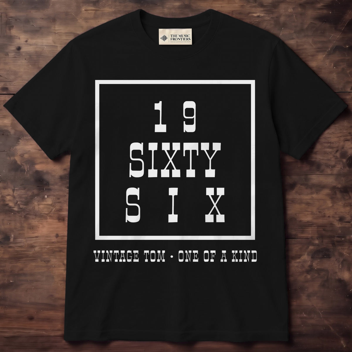 Black t-shirt with the personalized Vintage Birth Year in Words with Name design