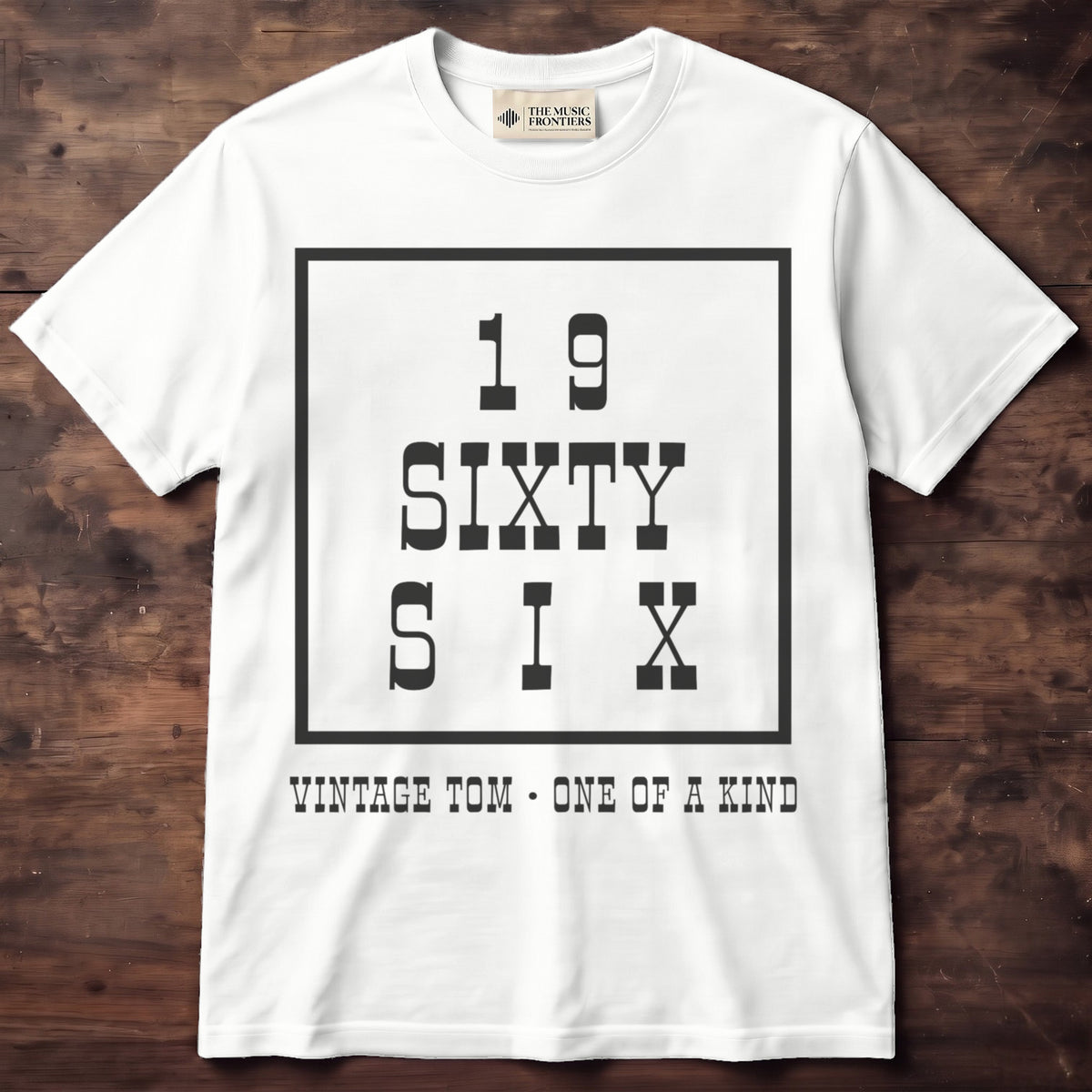 White t-shirt with the personalized Vintage Birth Year in Words with Name design