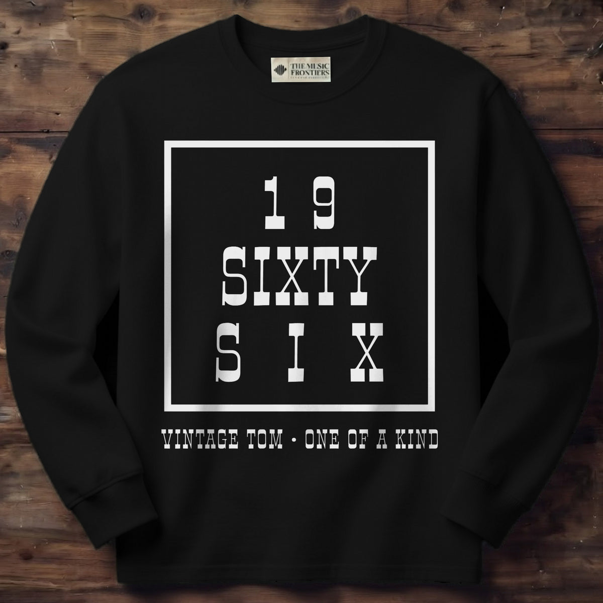 Black long sleeve shirt with the personalized Vintage Birth Year in Words with Name design