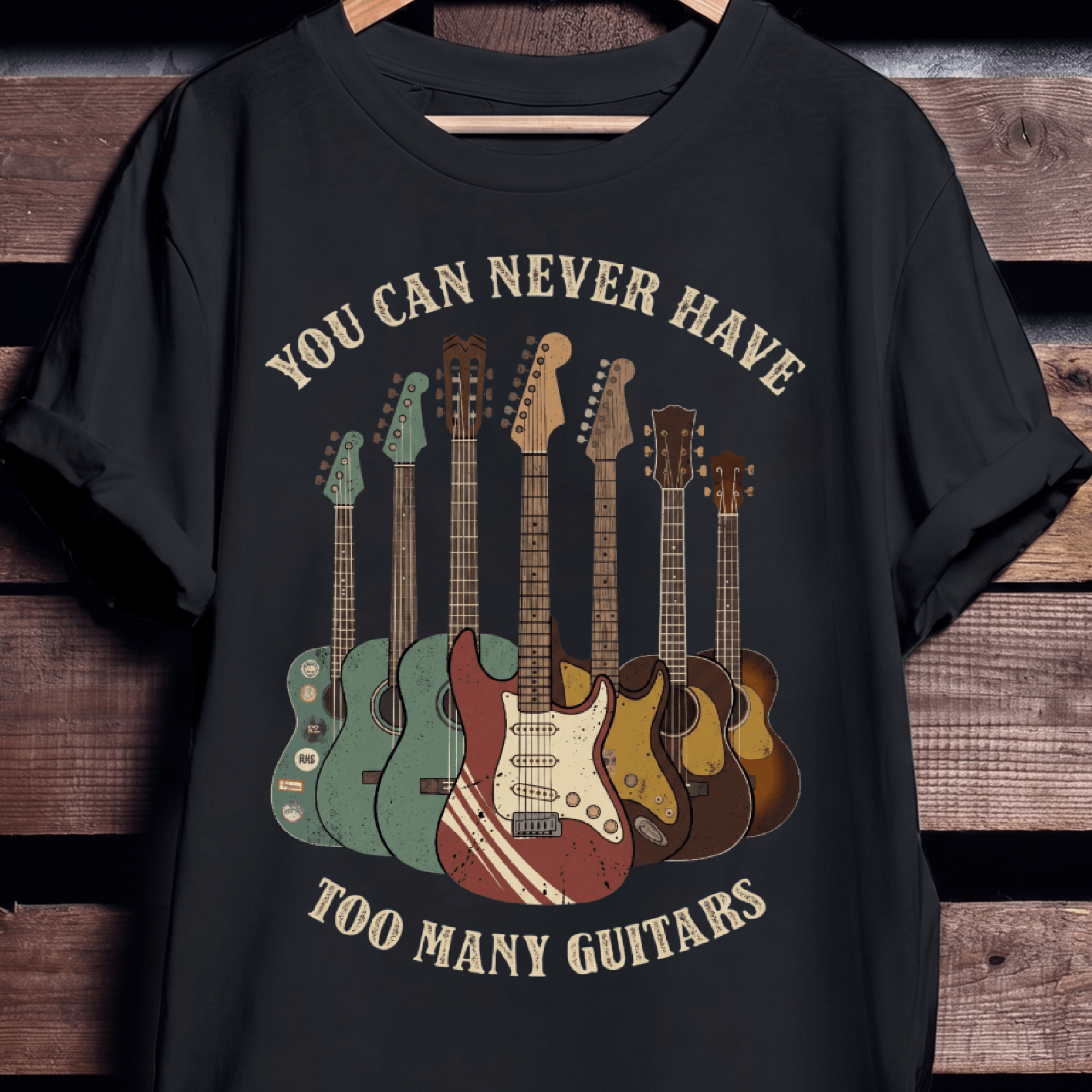 You Can Never Have Too Many Guitars Vintage T-Shirt - The Music Frontiers